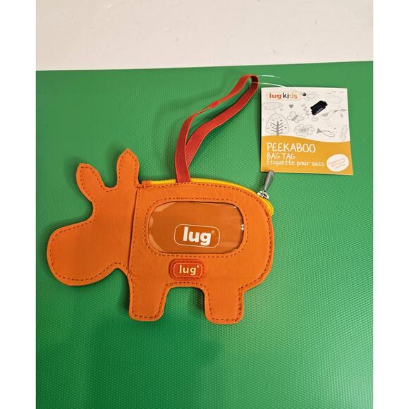 LUG Bag Tag Peekaboo Hippo New Elastic Strap Zip Pocket ID window Sunset orange - Picture 1 of 9